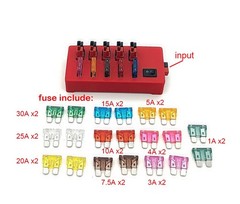 Red 6 way Fused DC power splitter distribution fits Anderson Powerpole connector