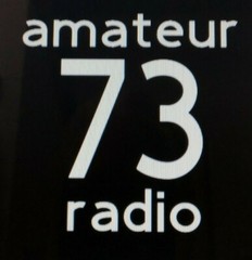 “73 Amateur Radio” Sticker cut from durable White Vinyl